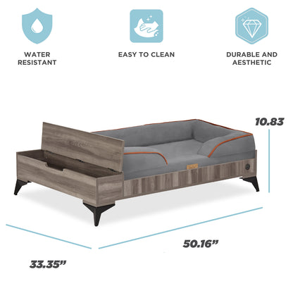 Wyatt Wooden Pet Bed with Mattress | Large to Extra Large Greenguard Gold Certified Dog Bed